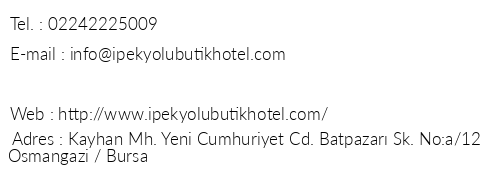 pek Yolu Butik Hotel telefon numaralar, faks, e-mail, posta adresi ve iletiim bilgileri